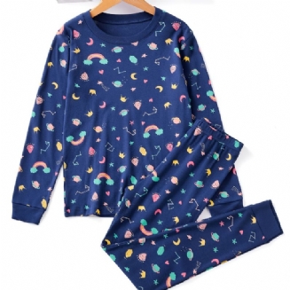 Unisex Dětské Domácí Oblečení S Potiskem Hvězd Pyžamo Set Top S Kulatým Výstřihem A Dlouhým Rukávem Set Pro Zimní