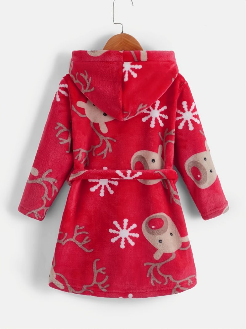 Vánoční Dětské Domácí Pyžamo S Kapucí S Jelenem A Dlouhým Rukávem
