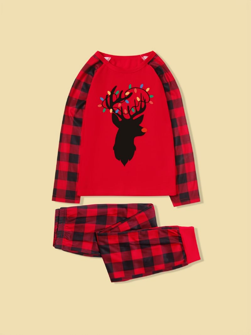 Vánoční Sada Pyžama Pro Rodiče A Děti Pro Volný Čas Santa Elk Print