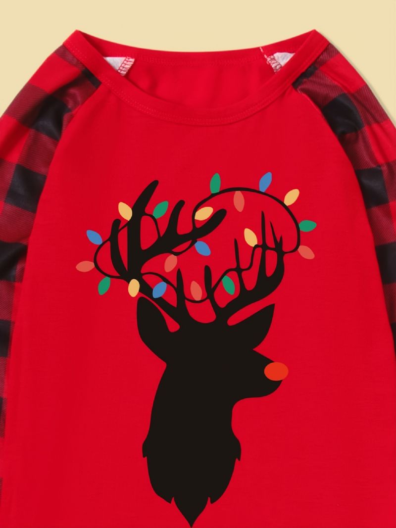 Vánoční Sada Pyžama Pro Rodiče A Děti Pro Volný Čas Santa Elk Print