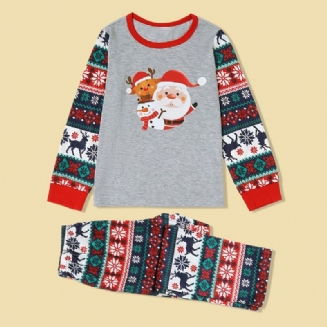Vánoční Sady Retro Pyžama Pro Rodiče A Děti Santa Clause S Losím Tiskem