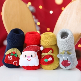 1 Pár Batolecích Dětských Vánočních Ponožek Protiskluzové Silné Teplé Batolecí Ponožky Chlapecké Dívky