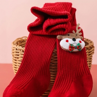 1 Pár Dívčích Losích Vánočních Ponožek Vysoké Podkolenky