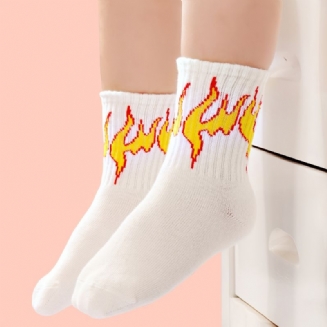 1 Pár Dětských Bavlněných Ponožek Se Vzorem Plamene