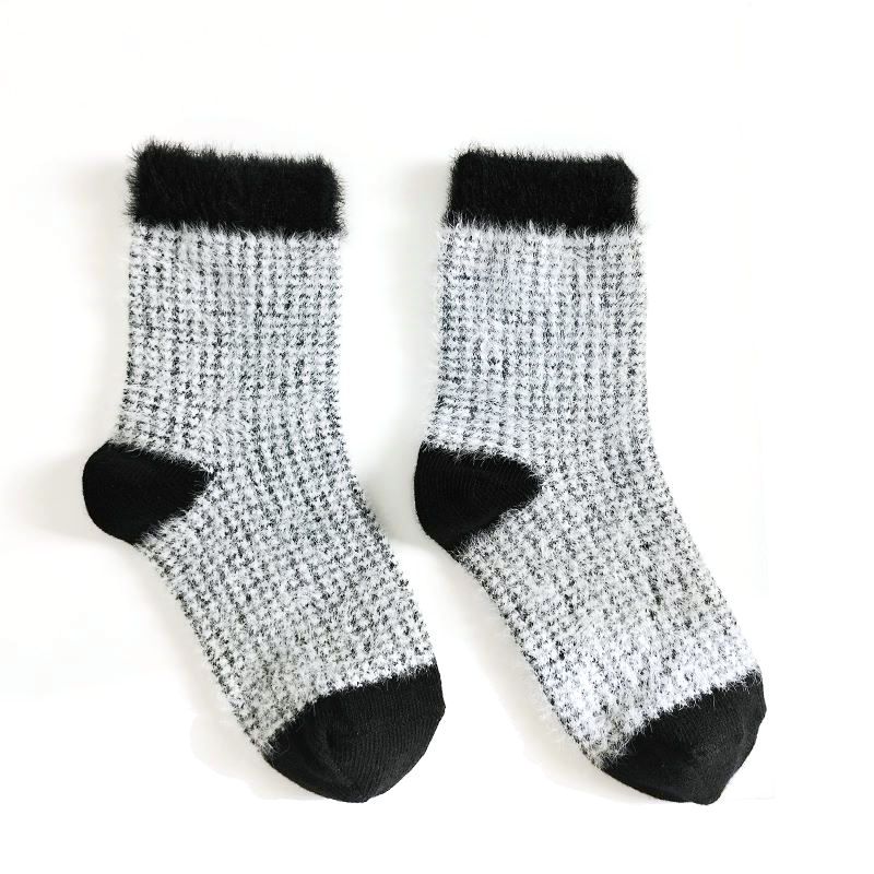 1 Pár Dětských Teplých Bavlněných Ponožek Do Půli Stehen Z Barevného Norkového Fleece