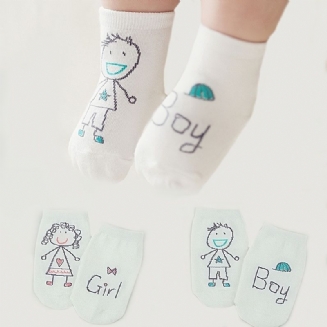 1 Pár Kojeneckých Ponožek Kreslený Vzor Bavlněné Protiskluzové Kotníkové Ponožky Pro Chlapce Dívky