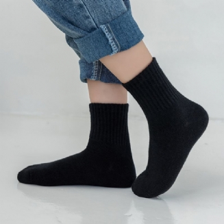 1pár Dětských Jednobarevných Bavlněných Ponožek Teplé Pro Chlapce A Dívky