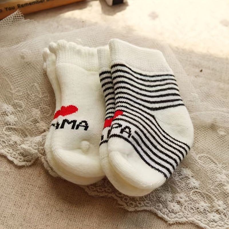 2 Páry Ponožek Pro Novorozence Kojence Hřejivé Ponožky S Nápisem Papamaminčina S Potiskem Srdce Batolecí Pro Chlapce Dívky