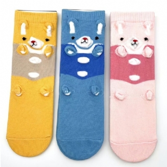 3ks Dětské Ponožky Dívčí Cartoon Rabbit Protiskluzové Crew Socks