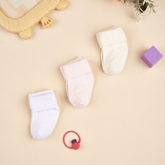 3páry Novorozeneckých Ponožek Na Manžetové Manžety Jednobarevné Batolecí Ponožky Pro Chlapce A Dívky
