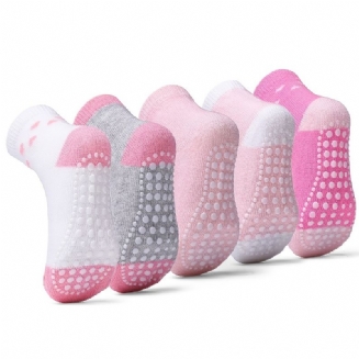 5 Párů Dívčích Protiskluzových Ponožek Pro Batolata Bavlněné Ponožky S Potiskem Srdce
