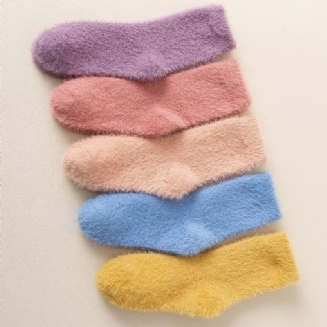 5 Párů Dětské Jednobarevné Teplé Ponožky Chlapci Dívky