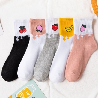 5 Párů Dětské Ponožky Fruit Print Cotton Crew Teplé Zimní Pro Chlapce A Dívky