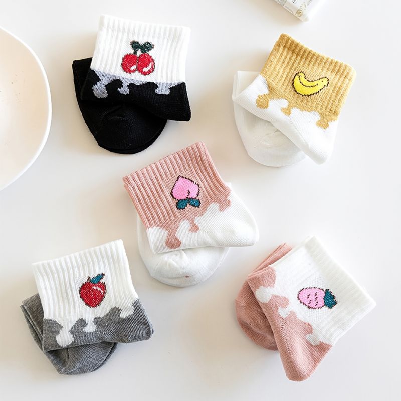 5 Párů Dětské Ponožky Vzor Ovoce Bavlněné Teplá Zima Pro Chlapce Dívky