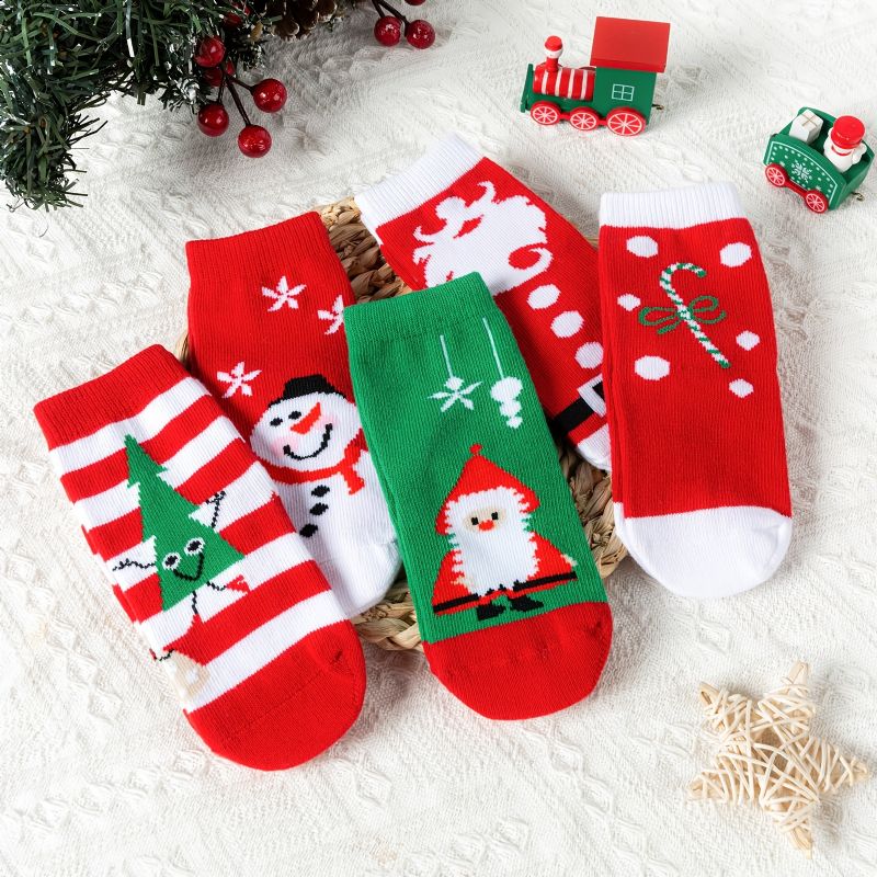 5 Párů Dětské Vánoční Ponožky Bavlněné Teplé Zimní Pro Chlapce Dívky