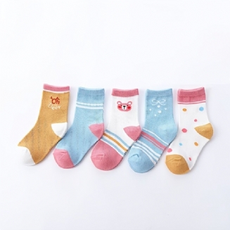 5 Párů Dětských Dívčích Bavlněných Ponožek
