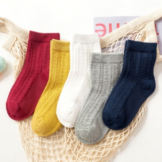 5 Párů Dětských Jednobarevných Bavlněných Ponožek Pro Chlapce Dívky