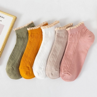 5 Párů Dětských Jednobarevných Kotníkových Ponožek Pro Dívky
