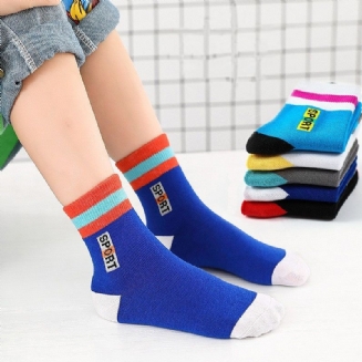5 Párů Dětských Ponožek Dopisní Grafika Pruhovaná Bavlna Crew Ponožky Teplé Zimní Dívky Pro Chlapce