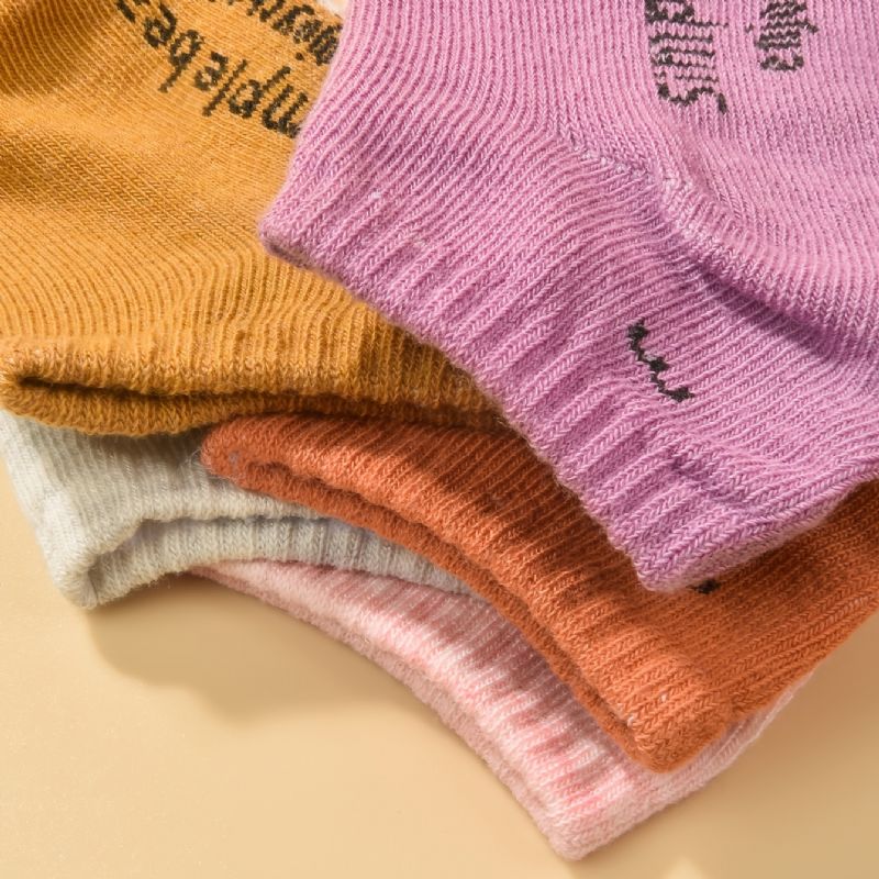 5 Párů Dětských Ponožek Jednobarevné Bavlněné Kotníkové Ponožky Pro Chlapce A Dívky