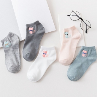 5 Párů Dětských Ponožek Kočičí Vzor Bavlněné Kotníkové Ponožky Teplé Zimní Pro Chlapce A Dívky