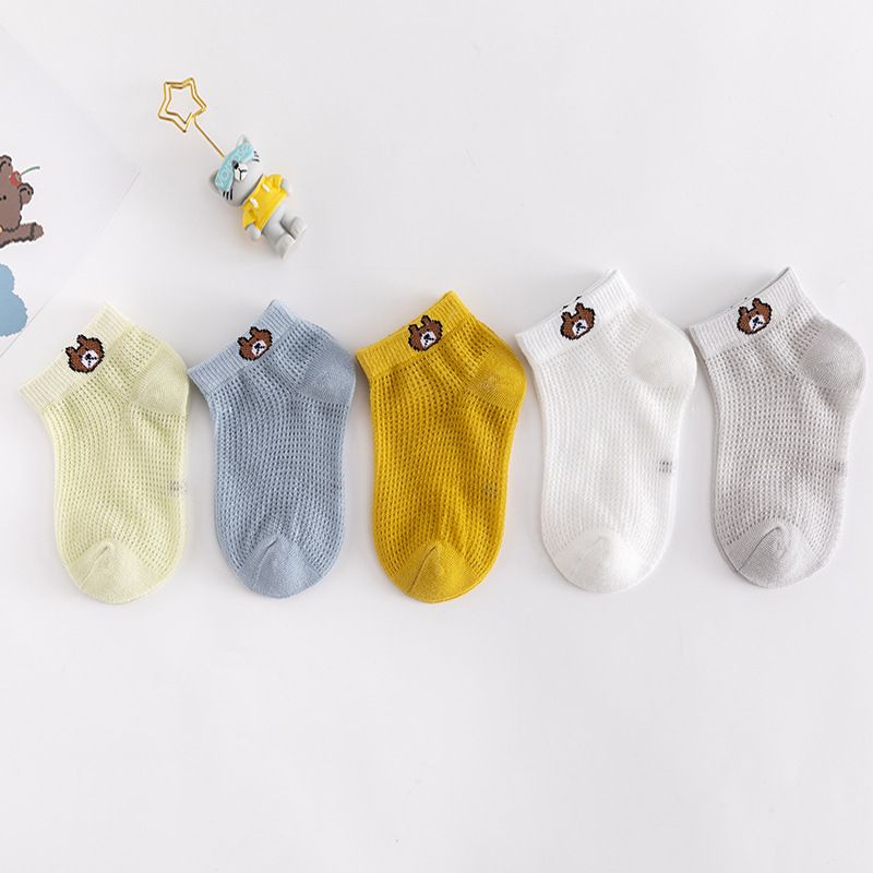 5 Párů Dětských Ponožek S Medvědím Vzorem Prodyšné Kotníkové Ponožky Pro Chlapce A Dívky