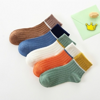 5 Párů Kojeneckých Ponožek Dětské Barevné Blokové Bavlněné Ponožky Teplé Zimní Dívčí Chlapecké