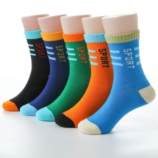 5 Párů Kojeneckých Ponožek Dětské Dopisní Grafický Barevný Blok Bavlna Posádky Ponožky Teplé Zimní Dívky Chlapci