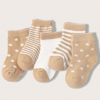 5 Párů Podzimní Zimní Dětské Bavlněné Ponožky
