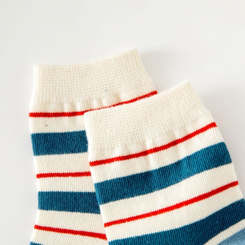5 Párů Pruhované Kreslené Chlapecké Ponožky Cotton Bear Děti Crew Socks