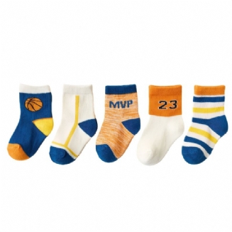 5 Párů Středních Trubkových Dětských Barevných Bavlněných Ponožek Pro Muže Ženy Miminko Sportovní Ponožky Pro Volný Čas