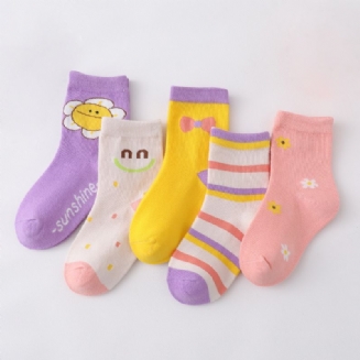 5ks Dívčí Pruhované Květinové Luk Sunshine Ponožky