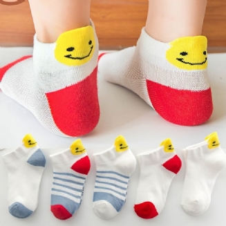5 Párů Kojenecké Pruhované Srdce Bavlněné Prodyšné Kotníkové Ponožky Pro Chlapce Dívky Dětské