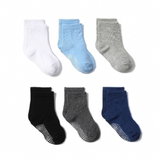 6 Párů Kojeneckých Kotníkových Ponožek Jednobarevné Protiskluzové Batolecí Ponožky Pro Chlapce Dívky