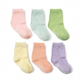 6 Párů Kojeneckých Kotníkových Ponožek Jednobarevné Protiskluzové Batolecí Ponožky Pro Chlapce Dívky