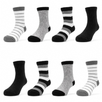 8 Párů Kojenecké Prodyšné Ponožky Pro Batolata Bavlna S Pruhovaným Potiskem Srdce Crew Pro Chlapce Dívky