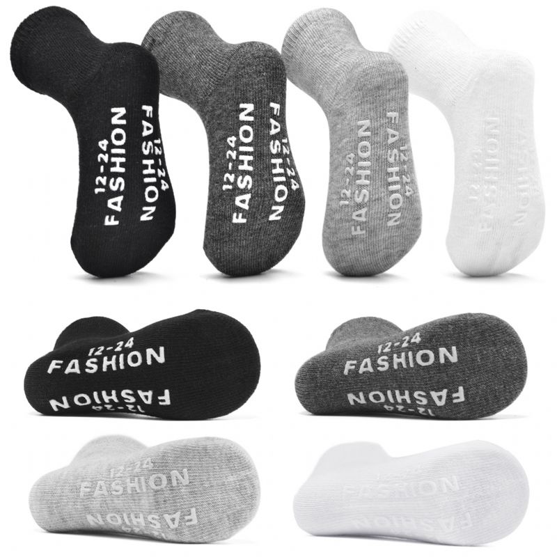 8 Párů Kojenecké Protiskluzové Ponožky Pro Batolata Jednobarevné Bavlněné Pro Chlapce Dívky