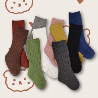 Podzimní Zimní Dětské Jednobarevné Pruhované Ponožky Do Půlky Lýtek