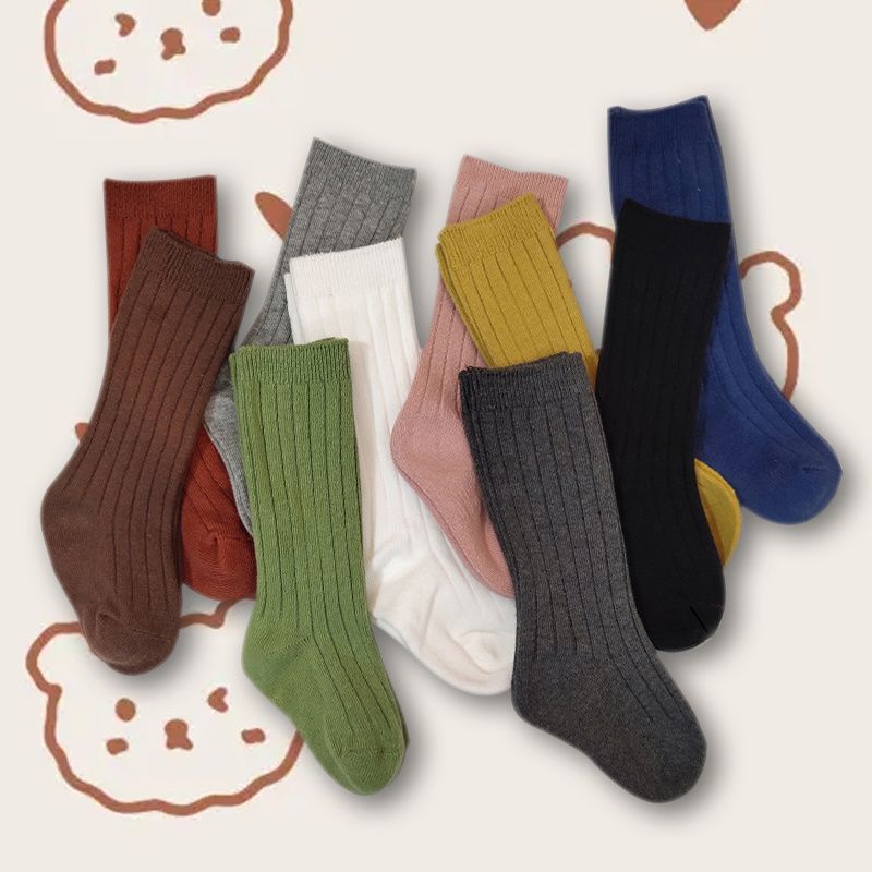 Podzimní Zimní Dětské Jednobarevné Pruhované Ponožky Do Půlky Lýtek