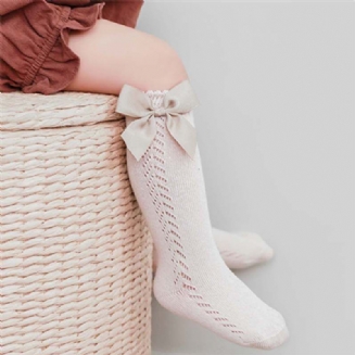 Dívčí Vysoké Ponožky Pro Batolata S Mašlí Prodyšné Dlouhé