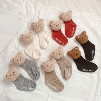 Dětské Protiskluzové Ponožky Plyšový Medvěd Decor Crew Teplé Zimní Pro Chlapce Dívky