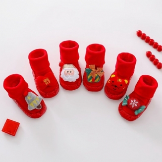 Vánoční Dárek Dětské Protiskluzové Ponožky Čínský Styl Podlahové Podzim Zima Plus Sametové Tlusté