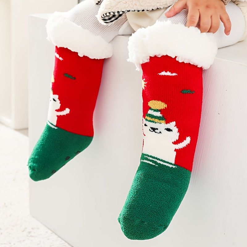 Dětské Zahuštěné Teplé Vánoční Kreslené Vysoké Ponožky