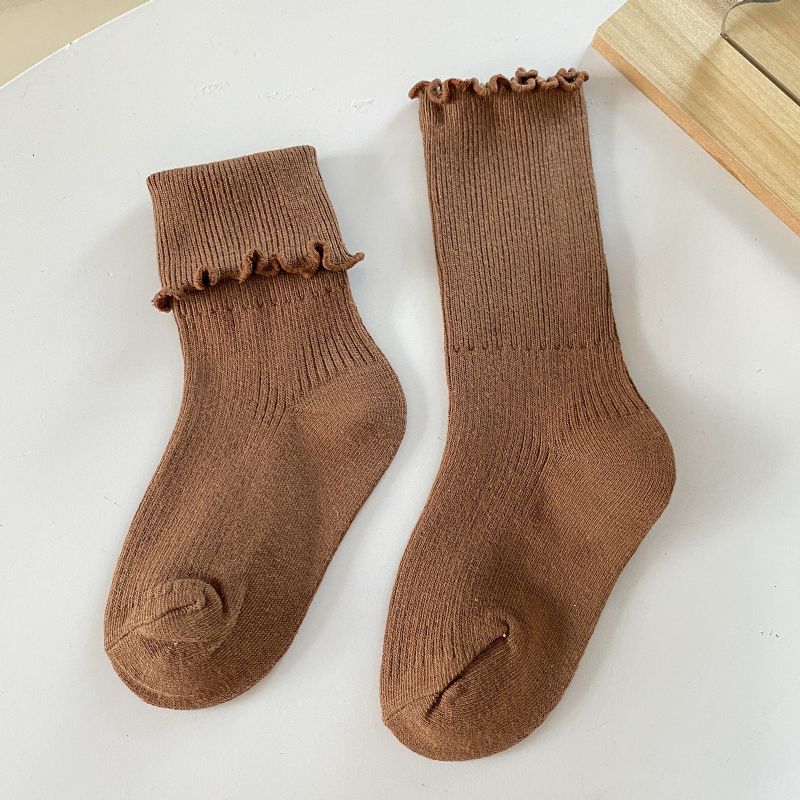 Nařasené Dívčí Jednobarevné Ponožky