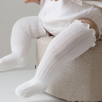 Novorozenci Kojenci Vysoké Ponožky Nad Kolena Bavlna Jednobarevné Teplé Zimní Pro Chlapce Dívky