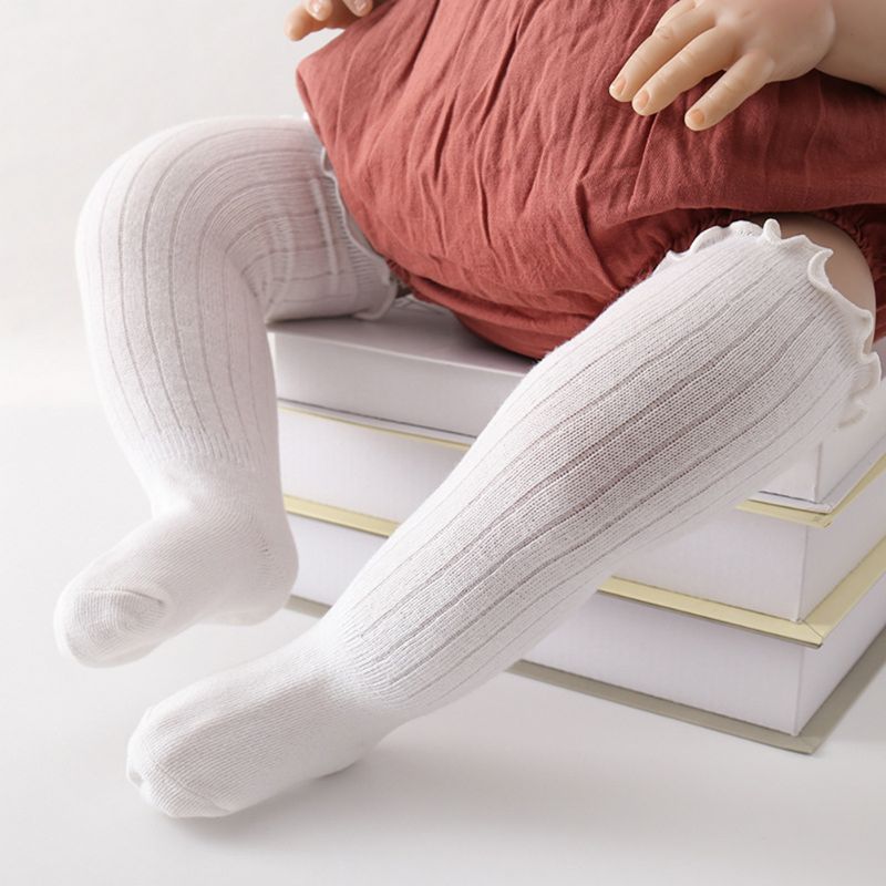 Novorozenci Kojenci Vysoké Ponožky Nad Kolena Bavlna Jednobarevné Teplé Zimní Pro Chlapce Dívky