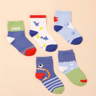 Pět Párů Dětských Kreslených Roztomilých Bavlněných Ponožek