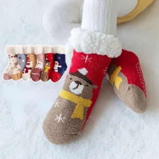 Vánoční Ponožky Děťátko Coral Fleece Zahuštěné Teplé Protiskluzové Batole Podlahové Pro Kluky Dívčí Zima