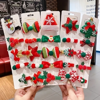 5ks Dívčí Vánoční Spona Do Vlasů Sněhulák Stromeček Holiday Decor Vlásenka Side Clip Vlasové Doplňky