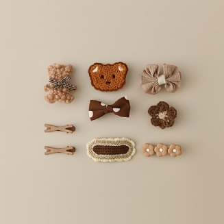 9 Dětských Sponek Do Vlasů Bear Knit